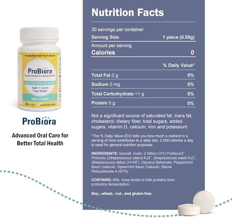 ProBiora Oral-Care Chewable Probiotic Tablets | Probiotic Supplement for Women & Men | Healthier Teeth & Gums | Fresher Breath | Whiter Teeth | Better Overall Health | 30 Count | Pack of 3 | Mint - Image 3