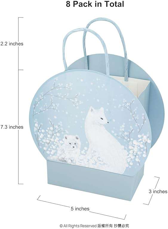 Cheerland Arctic Animal Gift Bags Winter Birthday Party Decorations Fox Party Favor Goodie Bag Snow Ball Treat bag Winter Animals Party Decor Wonderland Themed Paper Gift Packing - Image 2