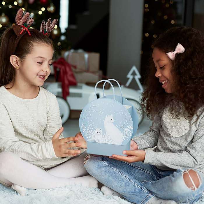 Cheerland Arctic Animal Gift Bags Winter Birthday Party Decorations Fox Party Favor Goodie Bag Snow Ball Treat bag Winter Animals Party Decor Wonderland Themed Paper Gift Packing - Image 3