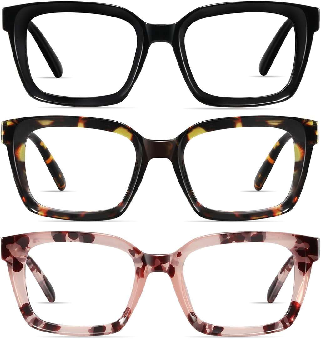 XVXV Reading Glasses for Women Men - Blue Light Blocking Readers Oversize Square Anti Glare with Spring Hinge - Image 1