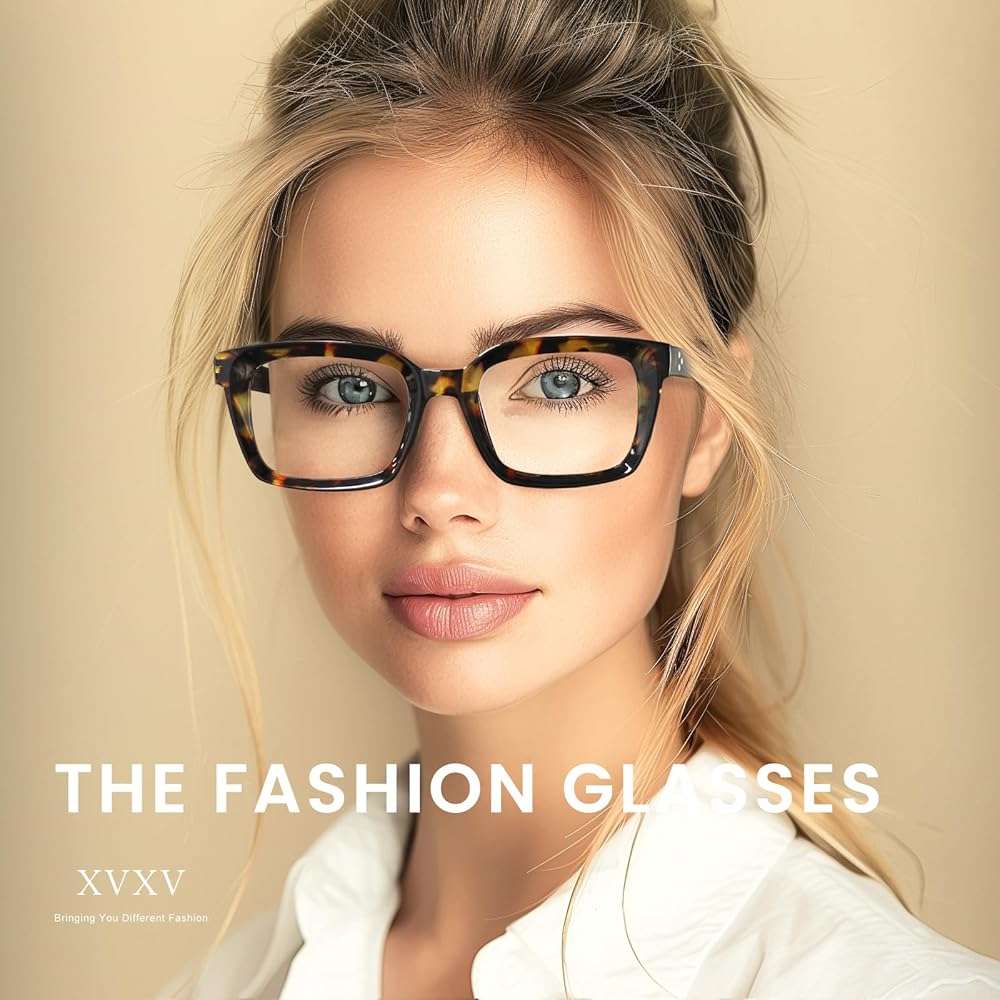 XVXV Reading Glasses for Women Men - Blue Light Blocking Readers Oversize Square Anti Glare with Spring Hinge - Image 2