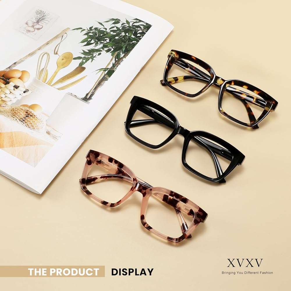XVXV Reading Glasses for Women Men - Blue Light Blocking Readers Oversize Square Anti Glare with Spring Hinge - Image 7