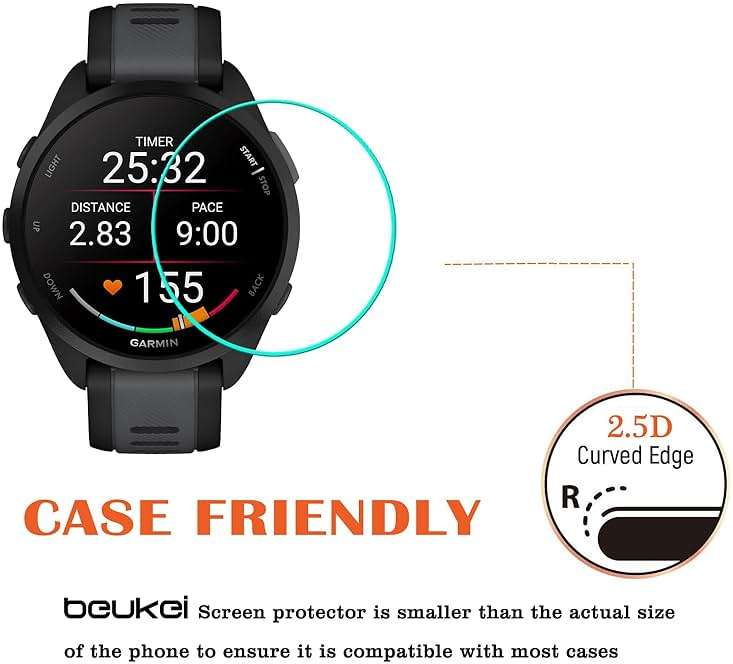 beukei (4 Pack) Designed for Garmin Forerunner 165 Music and Forerunner 165 Screen Protector Tempered Glass,Touch Sensitive, 9H Hardness - Image 4