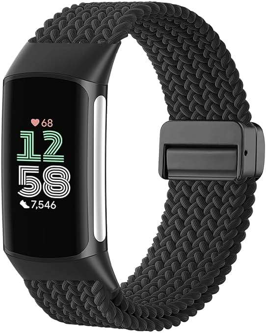 Huadea Magnetic Braided Nylon Compatible with Fitbit Charge 6 Bands/Fitbit Charge 5 Bands for Women Men, Soft Sport Stretchy Breathable Strap Replacement Wristband for Charge 6/Charge 5 - Image 2