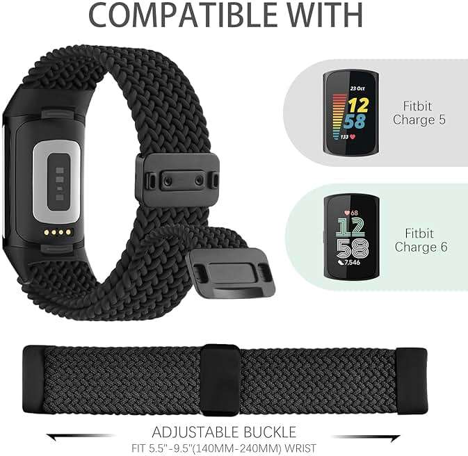 Huadea Magnetic Braided Nylon Compatible with Fitbit Charge 6 Bands/Fitbit Charge 5 Bands for Women Men, Soft Sport Stretchy Breathable Strap Replacement Wristband for Charge 6/Charge 5 - Image 4