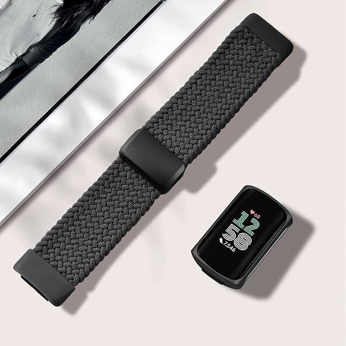 Huadea Magnetic Braided Nylon Compatible with Fitbit Charge 6 Bands/Fitbit Charge 5 Bands for Women Men, Soft Sport Stretchy Breathable Strap Replacement Wristband for Charge 6/Charge 5 - Image 5