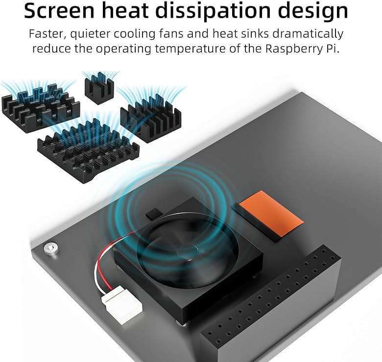 CUQI Raspberry Pi Display, 3.5 Inch Touchscreen with Raspberry Pi 5 Case, 480x320 TFT LCD 60 FPS Monitor with Mini Fan and Heatsink for Raspberry Pi - Image 3