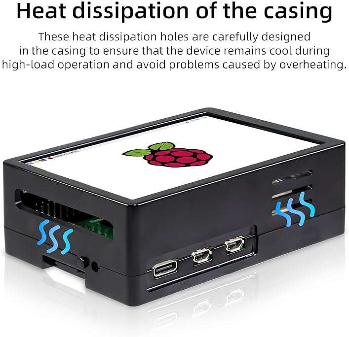 CUQI Raspberry Pi Display, 3.5 Inch Touchscreen with Raspberry Pi 5 Case, 480x320 TFT LCD 60 FPS Monitor with Mini Fan and Heatsink for Raspberry Pi - Image 4