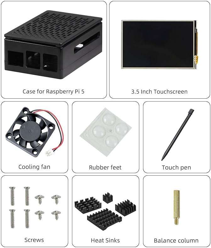 CUQI Raspberry Pi Display, 3.5 Inch Touchscreen with Raspberry Pi 5 Case, 480x320 TFT LCD 60 FPS Monitor with Mini Fan and Heatsink for Raspberry Pi - Image 7