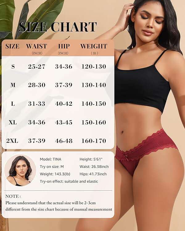 LEVAO Womens Underwear Cotton Cheeky Bikini Panties for Women Lace Stretch Hipster Ladies Briefs Multipack S-XXL - Image 4