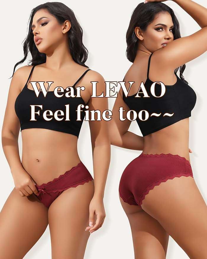 LEVAO Womens Underwear Cotton Cheeky Bikini Panties for Women Lace Stretch Hipster Ladies Briefs Multipack S-XXL - Image 7