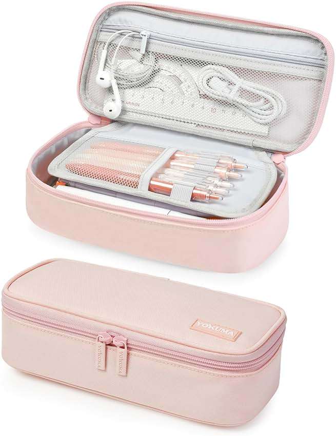 YOKUMA Pencil Case,Large Capacity Pencil Pouch,Aesthetic Zipper Pencil Box, Back to School Supplies for College Student Teen Adults,Travel Essentials,Electronic Cable Organize - Image 1