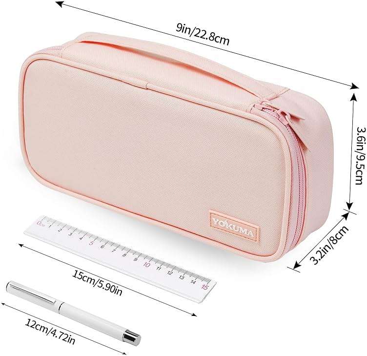 YOKUMA Pencil Case,Large Capacity Pencil Pouch,Aesthetic Zipper Pencil Box, Back to School Supplies for College Student Teen Adults,Travel Essentials,Electronic Cable Organize - Image 3