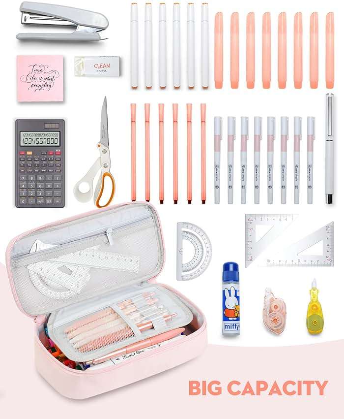 YOKUMA Pencil Case,Large Capacity Pencil Pouch,Aesthetic Zipper Pencil Box, Back to School Supplies for College Student Teen Adults,Travel Essentials,Electronic Cable Organize - Image 4