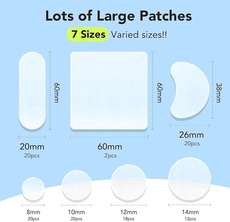 LitBear Large Pimple Patches (7 Sizes 112 Counts), Big Acne Patches, XL Hydrocolloid Bandages for Full Face, Forehead, Chin, Nose, Body, Back, Neck & Chest, Oval, Moon, Square hydrocolloid Patch - Image 2