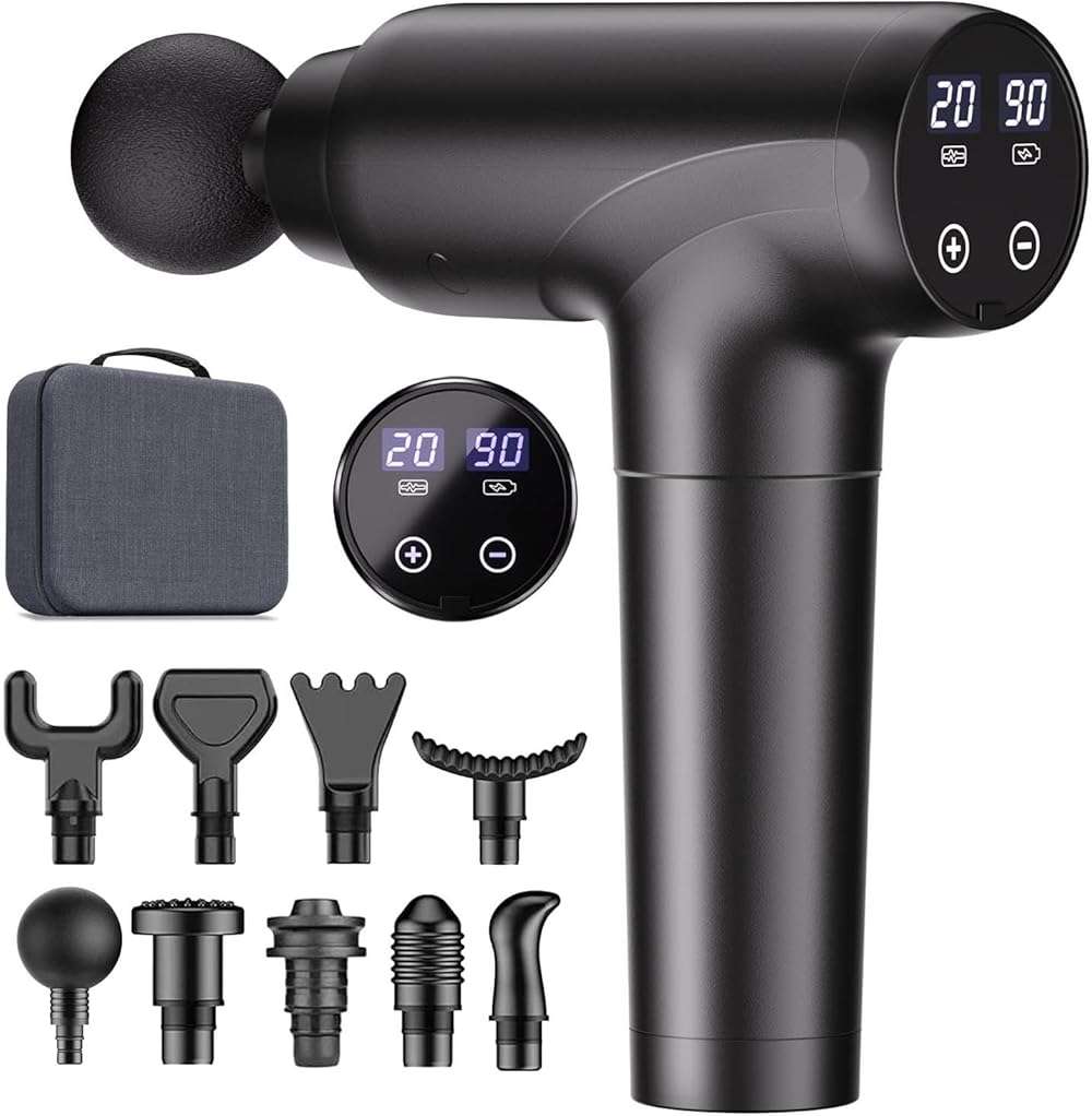 cotsoco Massage Gun Deep Tissue, Muscle Massage Gun with 9 Attachment Heads 20 Speeds & Silent Brushless Motor for Pain Relief, Handheld Percussion Back Massager Gun, Fathers Day Dad Gifts(Black) - Image 1