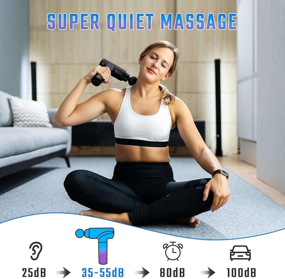cotsoco Massage Gun Deep Tissue, Muscle Massage Gun with 9 Attachment Heads 20 Speeds & Silent Brushless Motor for Pain Relief, Handheld Percussion Back Massager Gun, Fathers Day Dad Gifts(Black) - Image 3