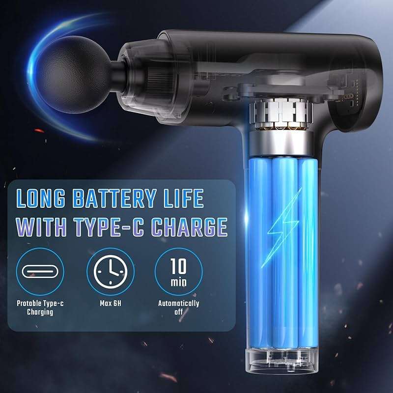 cotsoco Massage Gun Deep Tissue, Muscle Massage Gun with 9 Attachment Heads 20 Speeds & Silent Brushless Motor for Pain Relief, Handheld Percussion Back Massager Gun, Fathers Day Dad Gifts(Black) - Image 4