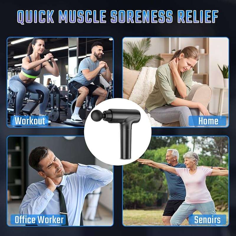 cotsoco Massage Gun Deep Tissue, Muscle Massage Gun with 9 Attachment Heads 20 Speeds & Silent Brushless Motor for Pain Relief, Handheld Percussion Back Massager Gun, Fathers Day Dad Gifts(Black) - Image 7