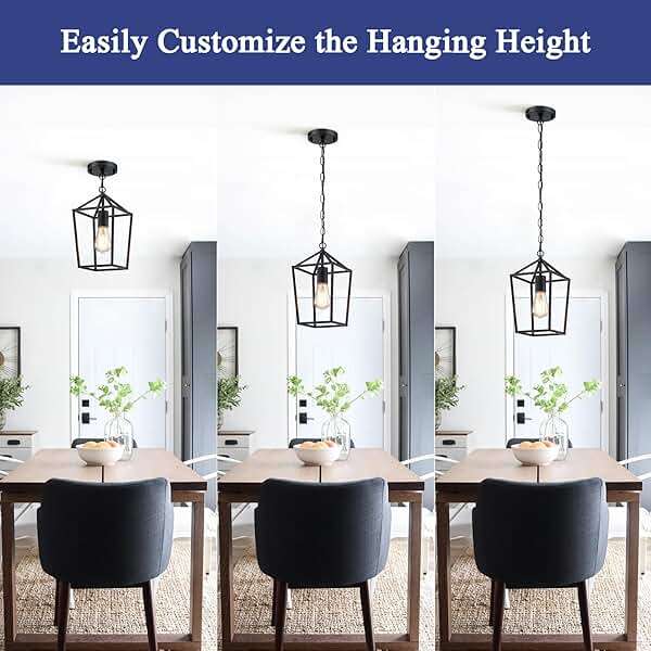 Sheetea 2-Pack Farmhouse Pendant Lights Kitchen Island, Black Pendant Light Fixtures Hanging Lamp for Dining Room, Modern Kitchen Pendant Lighting Over Island, Metal Cage Design - Image 3