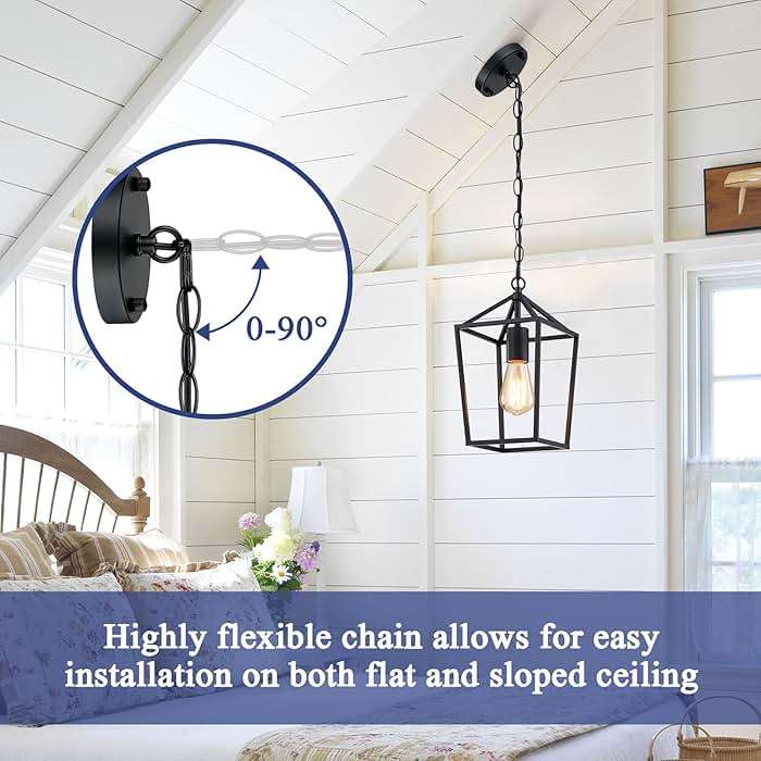 Sheetea 2-Pack Farmhouse Pendant Lights Kitchen Island, Black Pendant Light Fixtures Hanging Lamp for Dining Room, Modern Kitchen Pendant Lighting Over Island, Metal Cage Design - Image 5