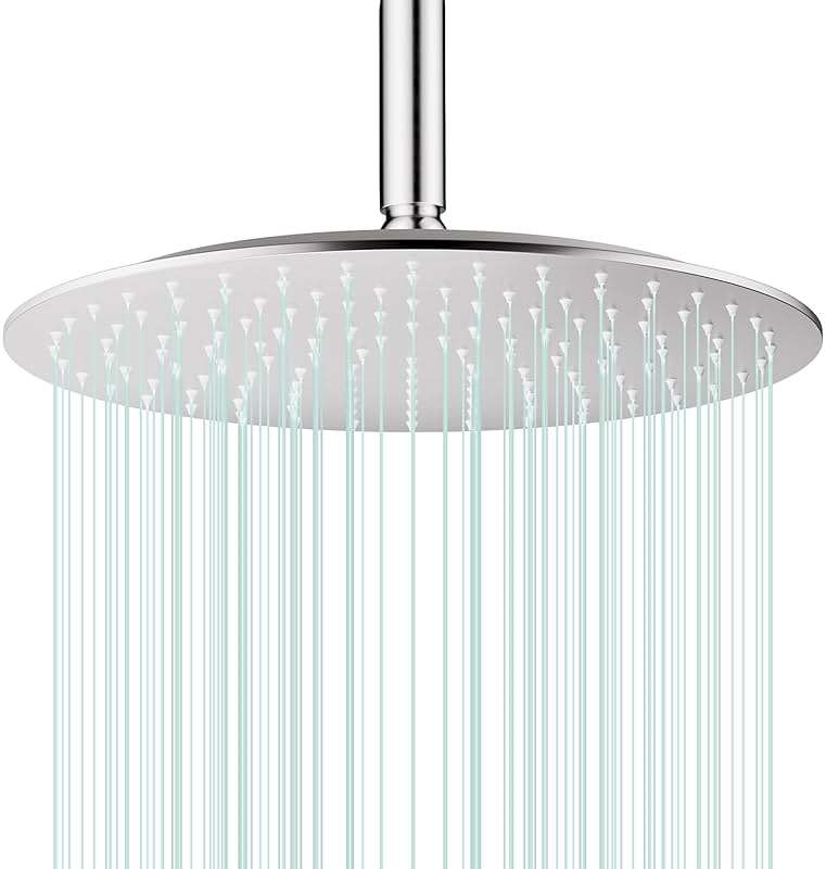 AULEEND All Metal Rain Shower Head - Heavy Duty Stainless Steel, Easy Install, High Water Flow, Ultra-Thin Modern Design for Bathroom (Brushed Nickel, 12) - Image 1