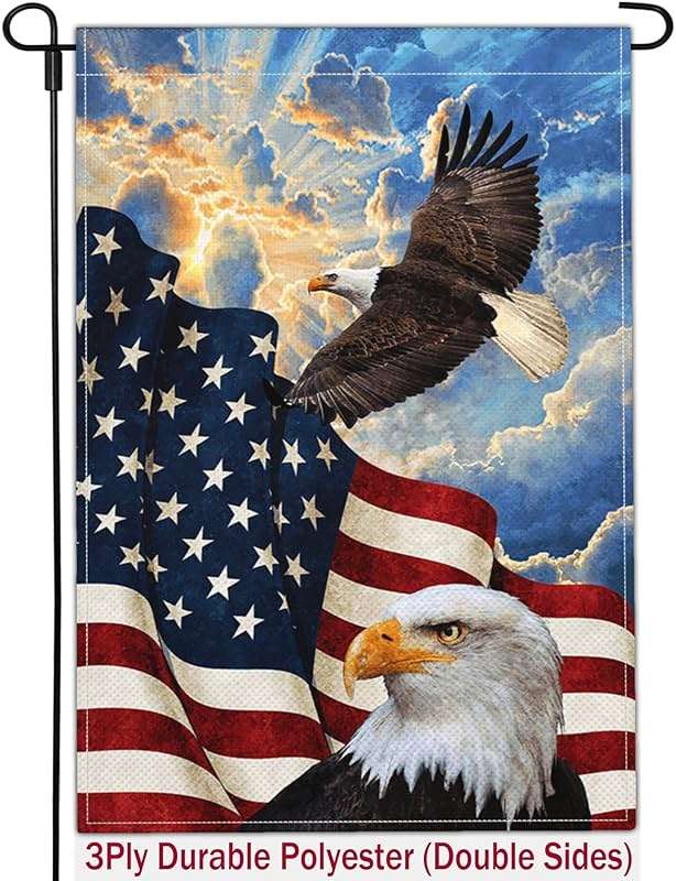 Kmxzint Memorial Day Patriotic Garden Flag 4th of July Garden Flag Independence Day American Eagle Garden Flags for Outside 12x18 Double Sided House Yard Holiday Outdoor Decorations - Image 1