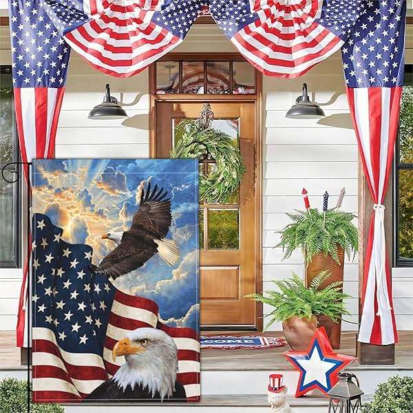 Kmxzint Memorial Day Patriotic Garden Flag 4th of July Garden Flag Independence Day American Eagle Garden Flags for Outside 12x18 Double Sided House Yard Holiday Outdoor Decorations - Image 2