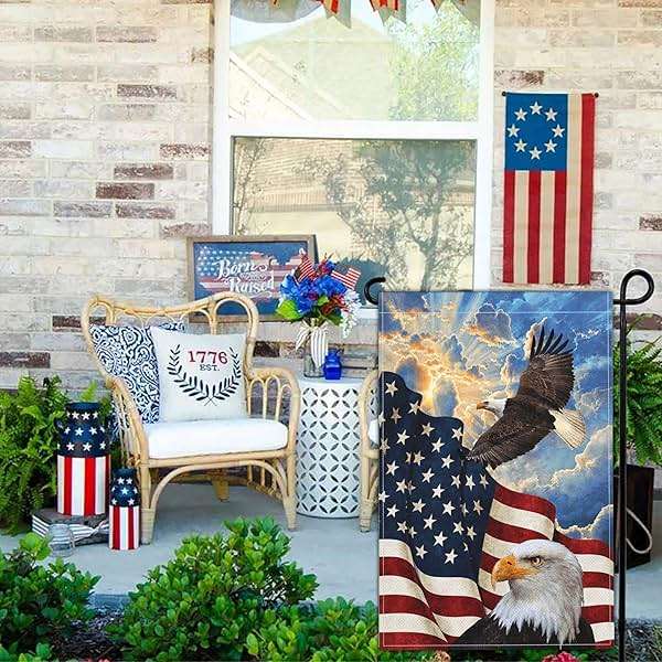 Kmxzint Memorial Day Patriotic Garden Flag 4th of July Garden Flag Independence Day American Eagle Garden Flags for Outside 12x18 Double Sided House Yard Holiday Outdoor Decorations - Image 4