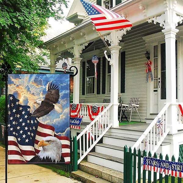 Kmxzint Memorial Day Patriotic Garden Flag 4th of July Garden Flag Independence Day American Eagle Garden Flags for Outside 12x18 Double Sided House Yard Holiday Outdoor Decorations - Image 5