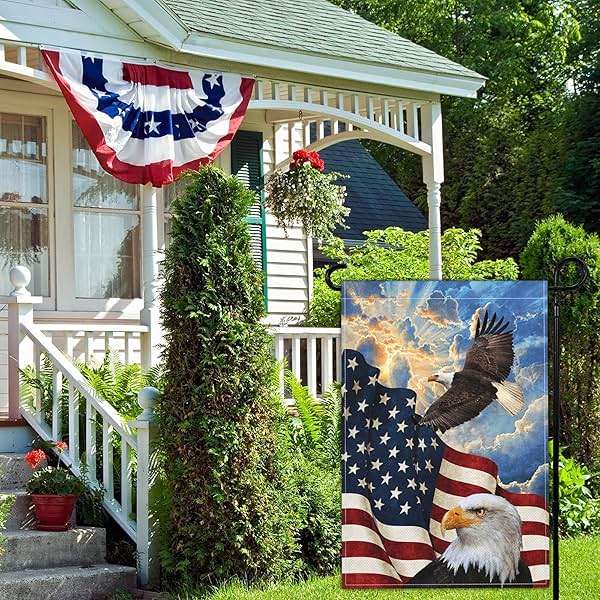 Kmxzint Memorial Day Patriotic Garden Flag 4th of July Garden Flag Independence Day American Eagle Garden Flags for Outside 12x18 Double Sided House Yard Holiday Outdoor Decorations - Image 6
