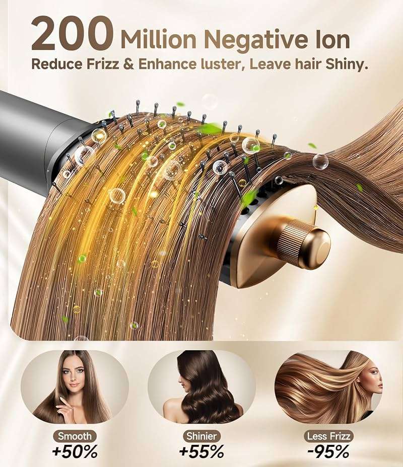 8 in 1 Hair Styler & Air Dryer Wrap Curler, High-Speed Negative Ionic Foldable Hair Tools Fast Drying, Multi Professional Hot Air Styler for Curling Volumizing Straightening Styling (Grey) - Image 3