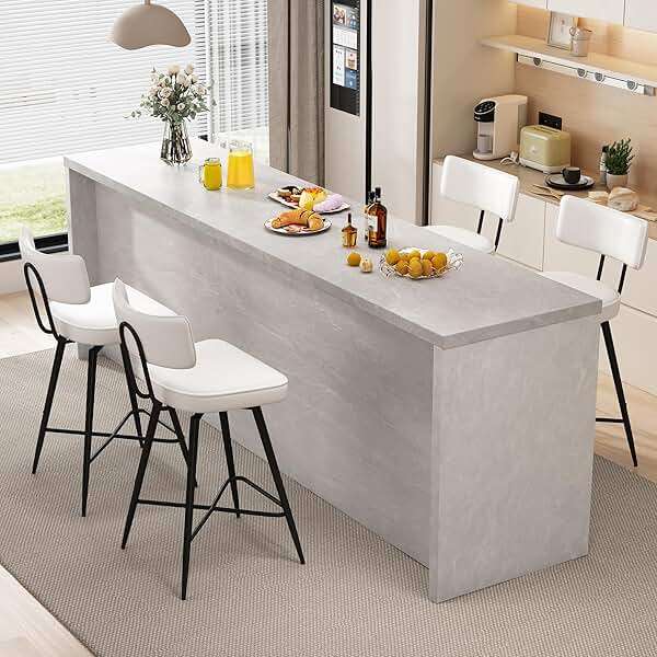 GXJ Bar Stools Set of 2, Kitchen Counter stools with Backs and Metal Legs, 26" Swivel Barstools for Counter Height, Faux Leather in White - Image 5