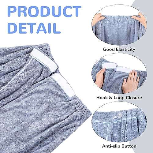 Cuffbow 3 Pcs Towel Wrap for Women Spa Body Robe Full Length Female Bath Shower with Adjustable Closure Elastic Top Plush - Image 2