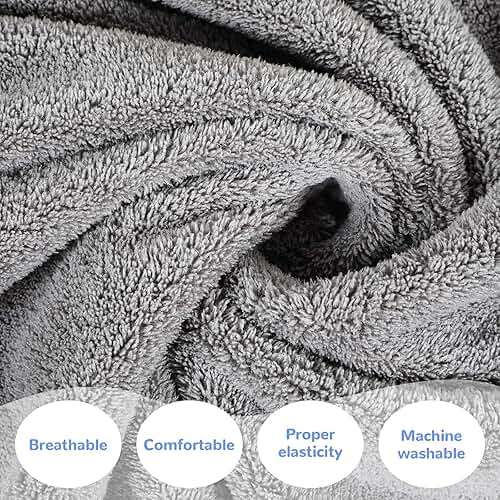 Cuffbow 3 Pcs Towel Wrap for Women Spa Body Robe Full Length Female Bath Shower with Adjustable Closure Elastic Top Plush - Image 3