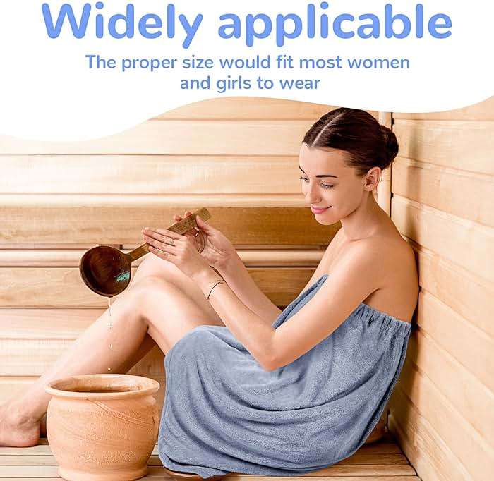 Cuffbow 3 Pcs Towel Wrap for Women Spa Body Robe Full Length Female Bath Shower with Adjustable Closure Elastic Top Plush - Image 4