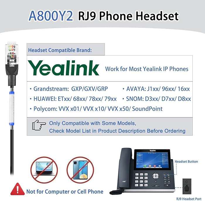 Arama Yealink Phone Headset with Mute Switch, RJ9 Office Telephone Headsets with Mic Noise Cancelling Compatible with Yealink VoIP Phone T21P T42S T46S T48S T27G T53W T54W Grandstream Snom (A800Y2) - Image 2