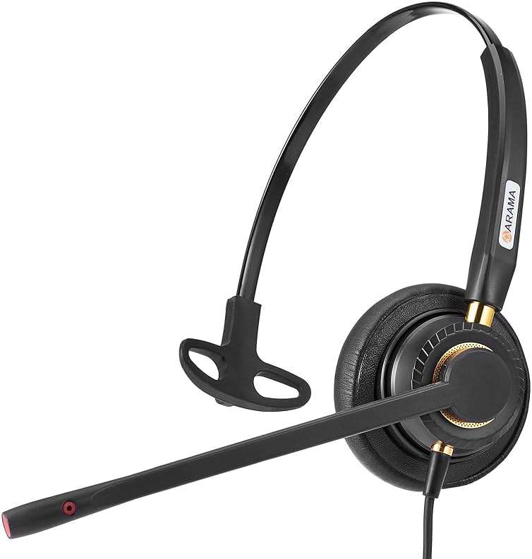 Arama Yealink Phone Headset with Mute Switch, RJ9 Office Telephone Headsets with Mic Noise Cancelling Compatible with Yealink VoIP Phone T21P T42S T46S T48S T27G T53W T54W Grandstream Snom (A800Y2) - Image 3