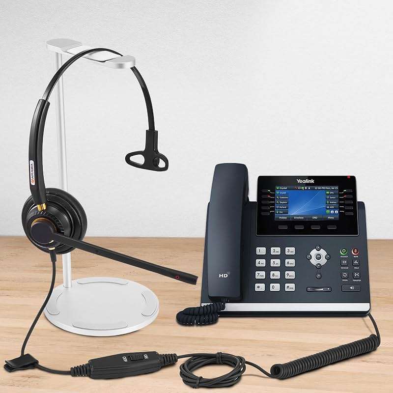 Arama Yealink Phone Headset with Mute Switch, RJ9 Office Telephone Headsets with Mic Noise Cancelling Compatible with Yealink VoIP Phone T21P T42S T46S T48S T27G T53W T54W Grandstream Snom (A800Y2) - Image 6