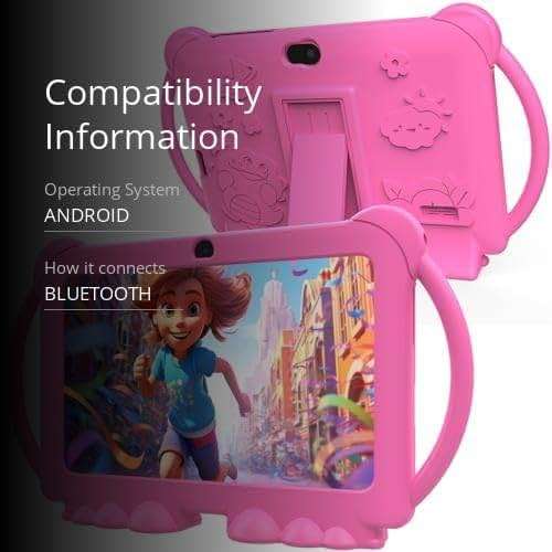 PEICHENG Kids Tablet 7 inch Android 12.0 for Toddler, 4GB RAM 32GB ROM Bluetooth IPS Screen Parental Control Dual Camera Shockproof Case for Educational Games, (Pink) - Image 3