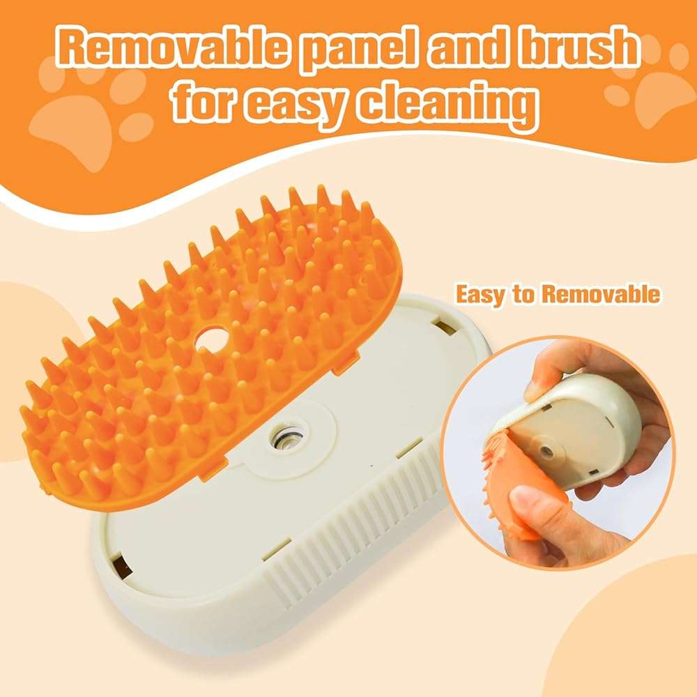 Cat Steam Brushes for indoor Cats Shedding,3 in 1 Silicone Steam Dog Brush for Deshedding Massage Grooming,Rechargeable Pet Hair Remover with Mist Cat & Dog Brush for Long/Short Haired Pets Yellow - Image 5