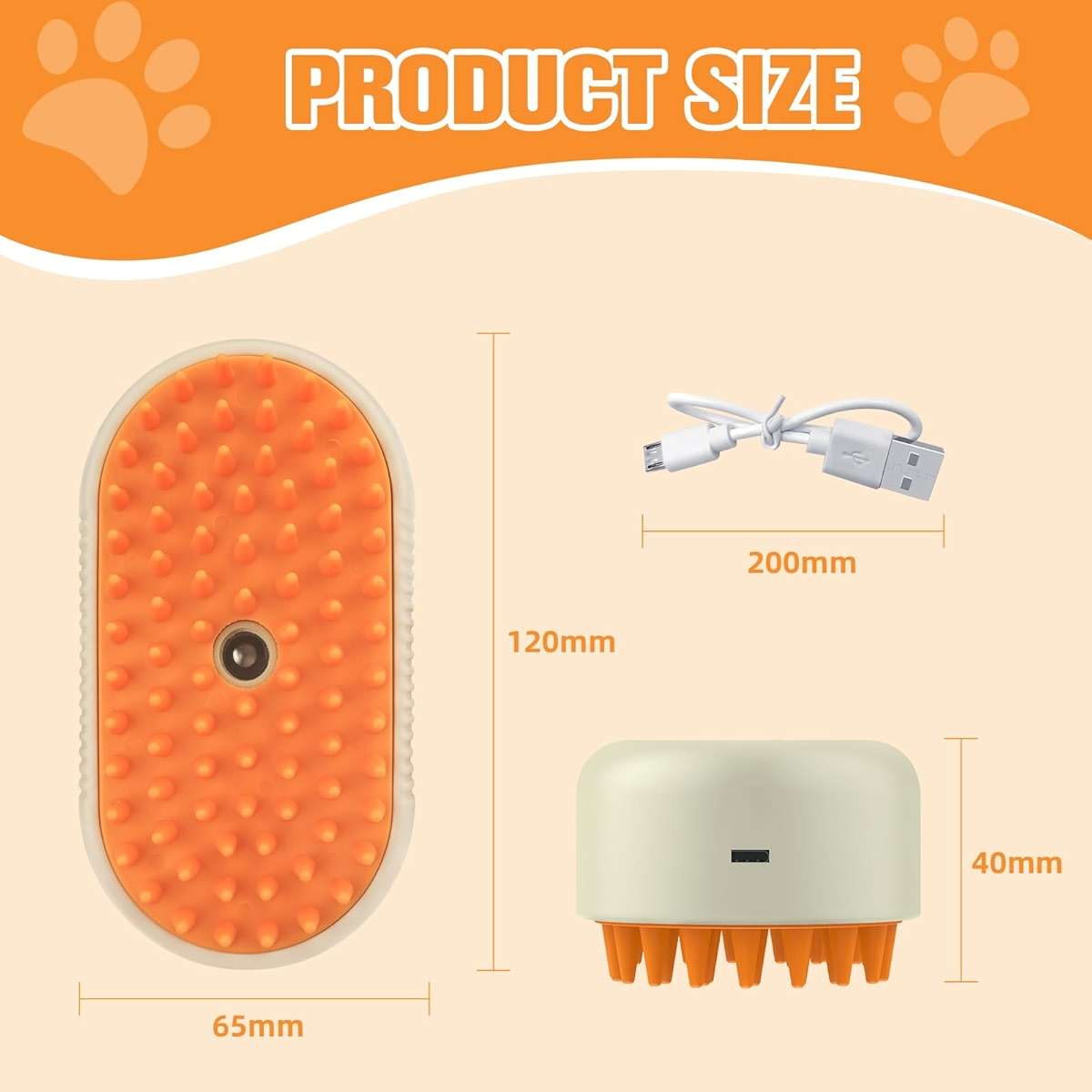 Cat Steam Brushes for indoor Cats Shedding,3 in 1 Silicone Steam Dog Brush for Deshedding Massage Grooming,Rechargeable Pet Hair Remover with Mist Cat & Dog Brush for Long/Short Haired Pets Yellow - Image 8