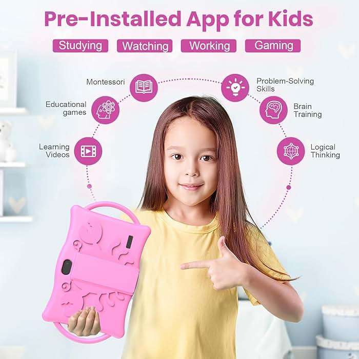 BYANDBY Tablet for Kids | 7 inch | Android 12 | Parental Control | Kids Tablet | 4GB+32GB+2TB Expand | Shockproof Case | Dual Camera | Eye-Friendly Screen | Educational | Games | Blue - Image 2