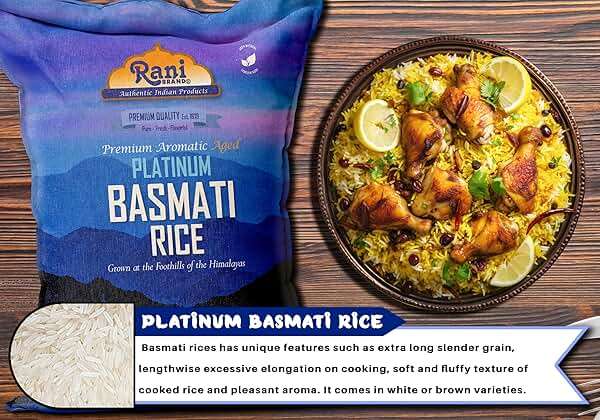Rani Platinum White Basmati Rice Extra Long Aged 20-Pound Bag, 320oz (20lbs) 9.08kg ~ All Natural | Gluten Friendly | Vegan | Indian Origin | Kosher | Export Quality - Image 7