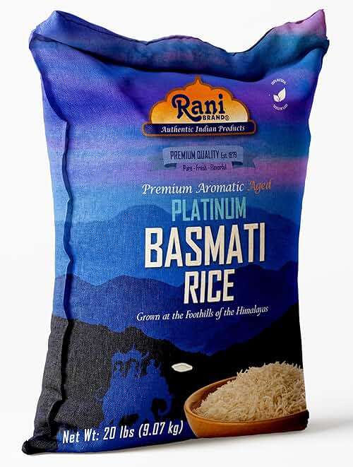 Rani Platinum White Basmati Rice Extra Long Aged 20-Pound Bag, 320oz (20lbs) 9.08kg ~ All Natural | Gluten Friendly | Vegan | Indian Origin | Kosher | Export Quality - Image 9