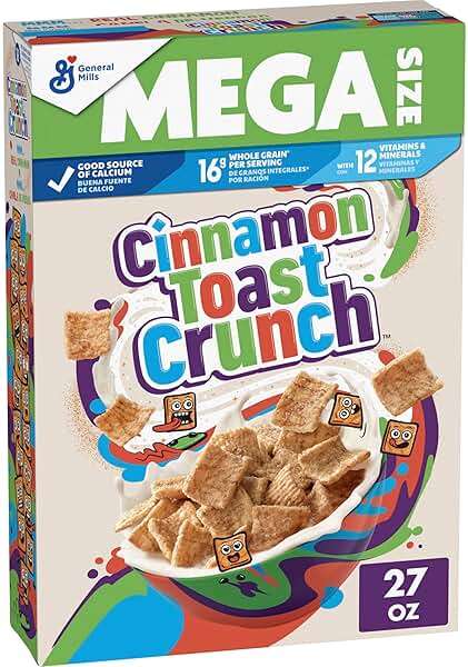 Cinnamon Toast Crunch Breakfast Cereal, Crispy Cinnamon Cereal, Mega Size, 27 oz - Image 1