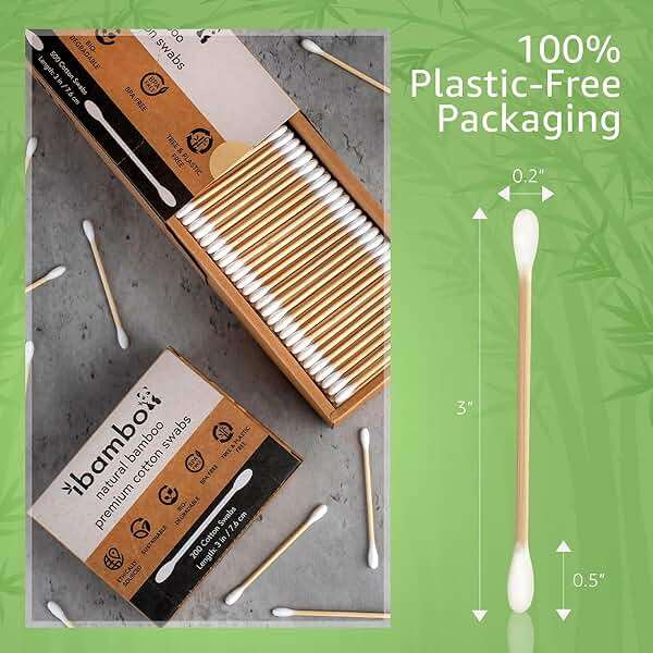 Jenvita 100% Bamboo Cotton Ear Swabs (200-Pack) | Double Tipped Ear Cotton Buds for Beauty & Personal Care | FSC Certified & Hypoallergenic | Suitable for All Ages & Pets | Biodegradable & Disposable - Image 4