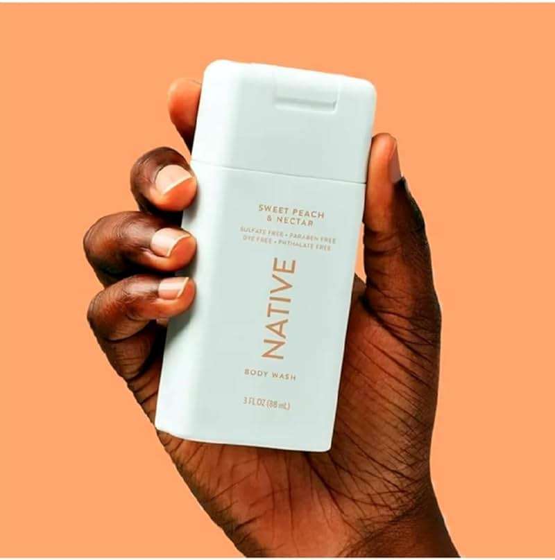 Native Travel Size Body Wash, Sweet Peach & Nectar, 3 oz (2 Pack) - Image 1