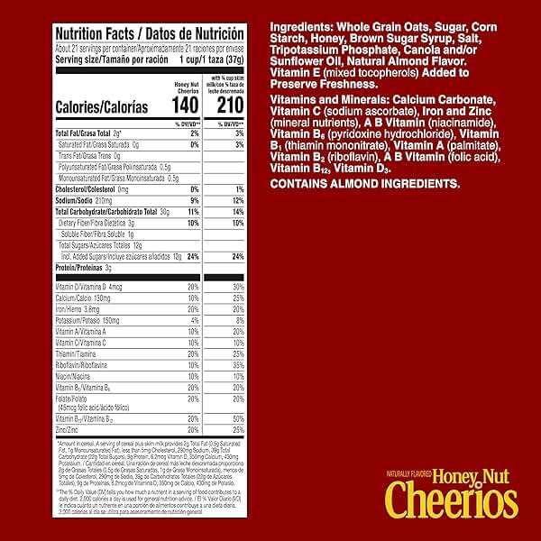 Honey Nut Cheerios, Heart Healthy Gluten Free Breakfast Cereal with Whole Grain Oats, Mega Size, 27.2 oz - Image 2