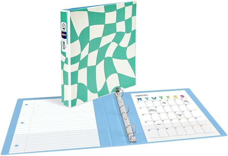 Avery 3 Ring Binder, 1 Inch Round Rings, Retro Collection, Groovy Checks (26803) - Image 2